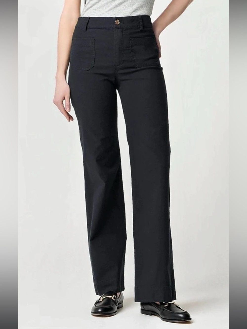 J.Crew Lizzie Wide-Leg Utility Chino Cotton Linen Wide Leg Pants Waist Sz 29
